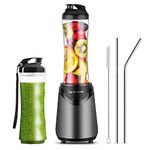 La Reveuse Smoothie Blender Personal Size 300 Watts with 2 Pieces 18 oz BPA-Free Travel Sports Bottles,Grey