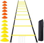 Paifeancodill Speed Agility Training Equipment Set, 12 Rung Agility Ladder, 12Disc Cones, 4Hooks, Adjustable Speed Agility Training Ladders with Carrying Bag Agility Ladder Set Football Kick Trainer