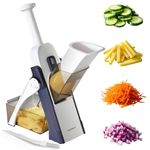 SUPMAKIN Safest Mandoline Vegetable Slicer, Potato Chip Cutter, Multifunctional Veg Chopper with 4 Cutting Modes to Slice, Dice, Chop, Julienne, Best Kitchen Gadgets Once for All Blue