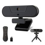 4K Webcam, UHD PTZ PC Camera with Speaker and 4 Microphones, Supporting Remote Control, Digital Zoom, Autofocus, Privacy Cover and Tripod, for Video Calls and Conferences and Live Streaming