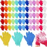 Didaey 104 Pcs Exfoliating Glove Bulk Shower Gloves with Hanging Loop Exfoliating Body Scrubber Dead Skin Remover for Body Bath Gloves for Beauty Spa Massage Body Scrubs Men Women Bathing, 13 Colors