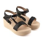 IKAGI Comfortable Stylish Fashionable Casual Wedges Heel Sandal For Women's And Girl's (Black, UK Footwear Size System, Adult, Women, Numeric, Medium, 3)