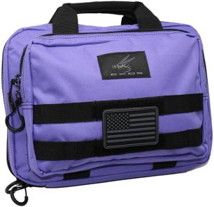 Exos Double Pistol Case - Tactical Soft Pistol Case - Double Pistol Carrying Case w/Compartments - Hand Gun Case for Multiple Pistols w/MOLLE Webbing, Padded Interior - Designed in USA (Purple)