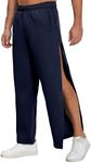 Deyeek Post Surgery Pants Tear Away Cotton Knee Hip Replacement Recovery Pants After Surgery Clothing for Men Navy Blue