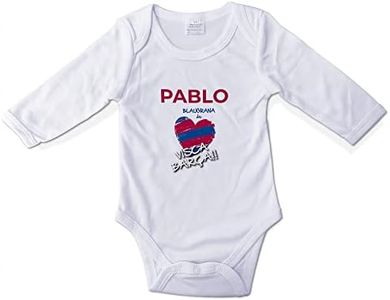 LolaPix Body Barcelona. Body de tu Equipo de fútbol. Body Personalizado con Nombre para niño, niña. Mameluco. Pelele. Manga Larga. Regalos Personalizados. Tallas de 0 a 18 Meses.