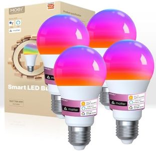 MOES Smart Bulb Ampoule Intelligente E27 Matter, Compatible avec Alexa, TUYA, Google Home, Apple Home, 9w 806LM 2700k - 6500k RGB Dimmable 16 Millions de Couleurs, 2,4 GHz WiFi 4PCS