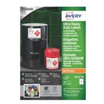 Avery B7173-50 Extra Strong Adhesive, Ultra Heavy Duty Industrial Waterproof GHS Labels, 10 Labels Per A4 Sheet, White