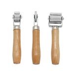 Car Sound Deadening Roller WorthPlanet 3Pcs Auto Noise Roller Car Sound Deadener Roller Metal Installation Tool with Wood Handle for Rolling Wheel Interior Accessories W120036