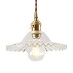 Industrial Vintage Modern Edison Ceiling Pendant Light Fixture Decorative E27 Hanging Lighting with Brass Lamp Holder Glass Lamp Shade Loft Living Room Kitchen Chandelier (Transparent Color)