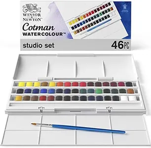 Winsor & Newton Cotman Watercolor Paint Set, Studio Set, 45 Half Pan w/ Brush