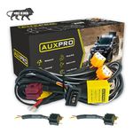 Auxpro H4 Fog Lamp Wiring Harness Kit For Car/Truck with Toggle Switch | For Low and High Beam or Yellow and White Fog Lights | 1 Year Warranty (Rectangle Switch)