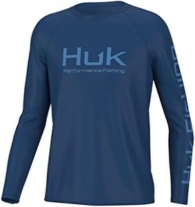 HUK Unisex Standard Pursuit Solid Long Sleeve, Fishing Shirt for Kids, Set Sail, Large