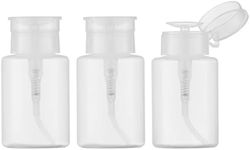 owlyee 5.3oz Nail Polish Remover Bottle, Push Down Pump Alcohol Dispenser, Empty Makeup Acetone Containers (3PCS, Clear)