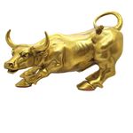 WEALTHCOMING Brass Bull Figurine,Wall Street Bull Art Decor,Bull/Cow/Ox Figure Statues and Sculptures Home Decor (Small)