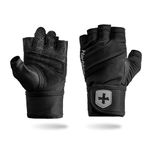 Harbinger Pro Wristwrap Gloves 3.0 - Enhanced Grip, Superior Wrist Support, Breathable Stretch Lycra, Durable Leather Palm, Men's