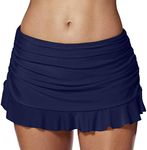 HZMM Womens Bathing Bottom Women's Swim Skirt Low Waisted Fold Bathing Skirt Built in Swim Shorts Bottoms for Women Sports Ladies Yoga Skort Swimbottom Board Shorts Plus Size Dark Blue