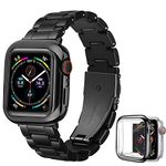 Omter Band with Case Compatible with Apple Watch 49mm 45mm 44mm 42mm 41mm 40mm 38mm, Women Men Fashion Resin Strap Bumper for iWatch Ultra 2/1 Series 9/8/7/SE/6/5/4,Series 3/2/1(Black,41mm)