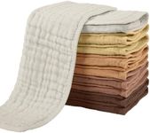 Yoofoss Muslin Burp Cloths for Baby 10 Pack 100% Cotton Baby Washcloths for Boys Girls Large 20''X10'' Super Soft and Absorbent Gradient Brown