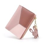 Small Wallets for Women,CHAOFANXI Tassels PU Leather Coins Zipper Pocket Purse for Girls with Rabbit-Shaped Metal Tassels Pendant Purse (Pink)