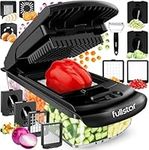 Vegetable Chopper Vegetable Cutter - Veggie Onion Salad Food Chopper Manual - Potato Chipper - Veg Chopper and Dicer - Kitchen Tools & Gadgets (9-in-1 Black)