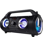 Boytone BT-16S Portable Bluetooth Boombox Speaker, Indoor/Outdoor, 25W, Loud Sound, Deeper Bass, EQ, 5" Subwoofer, 2 x 3 Tweeter, FM, 9H Playtime, USB, Micro SD, AUX, Microphone, Recording, LED Light