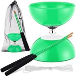 Vertintong Chinese Yoyo Diabolo Set Triple Bearing Diabolo 5'' Chinese Diabolo Toy with 2 Sticks, 1 Mesh Drawstring Bag and String(Green)