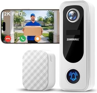 ZUMIMALL Doorbell Camera Wireless No Subscription - 2K Video Doorbell Wireless with Chime, 2 Way Audio, 30s Voice Message, Anti-Theft, AI Detection, Only 2.4GHz WiFi, Battery Powered, Work with Alexa