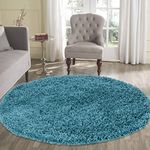 Serdim Rugs Living Room Round Shaggy Area Rugs, Polypropylene, Teal, 120x120cm(4x4')