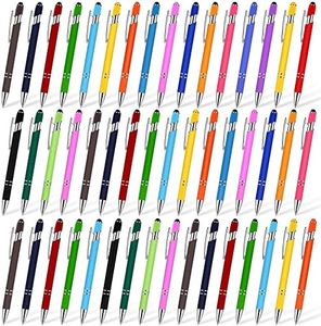 Konohan 100 Pieces Stylus Pen 2 in 1 Ballpoint Pen with Stylus Tip Capacitive Stylus Ballpoint Pen for Touch-Screen Phone Tablet, Touchscreen Devices, Compatible with iPad iPhone Samsung