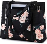 Laptop Tote Bag Womens Work Bags Purse Floral Teacher Handbag Shoulder Bag fit 15.6 in Laptop (Black - Peony Floral)