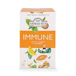 Ahmad Tea Natural Benefit Tea | Lemon, Ginger & Turmeric "Immune" Infusion | 20 Teabag Sachets | 1 Pack