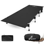 Ultralight Folding Camping Cot Bed, Sportneer Portable Camping Cot for Adults with Lever Lock, Compact Tent Cot with Side Pockets for Outdoor Travel, Base Camp, Hiking, Backpacking, Outdoor, Black