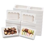 60 Pcs Cookie Boxes 7 x 4 3/8 x 1½ Inche, White Bakery Boxes with Clear Window for Donuts, Muffins, Cookies, Macaron, Pastry