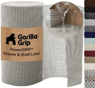 GORILLA GRIP powerGRIP Drawer Shelf and Cabinet Liner, Thick Strong Hold, Non-Adhesive Liners Protect Kitchen Cabinets and Cupboard, Bathroom Drawers, Easy Install, Breathable Mat, 24" x30' Light Gray