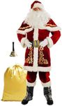 ACH Santa Suit for Men Santa Claus Costume Adult 12pcs Professional Deluxe Velvet Santa Outfit Christmas Holiday Party Cosplay Set S