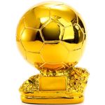 Lawei 6 Inch Golden Football Trophy, World Cup Gift Soccer, Soccer Champion Memorial Souvenir, Resin Soccer Trophy Award with Electroplating Process for Sports, Tournaments, Competitions, Fans Gifts