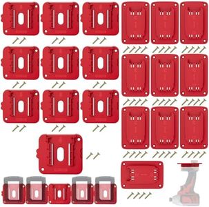 20 Packs Tool Holder and Battery Mount Holder Compatible for Milwaukee 18V, 10 Pack Battery Mounts Rack for 18V Batteries, 10 Pack Tool Hangers Organizer, for Garage/Workshop Storage(w/60 Screws)