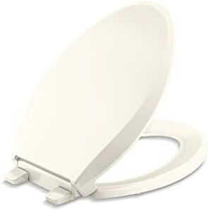 KOHLER 4636-RL-96 Cachet ReadyLatch Quiet Close Elongated Toilet Seat, Soft Close Toilet Seat, Toilet Seats for Elongated Toilets, Biscuit