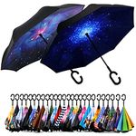 Spar. Saa Double Layer Inverted Umbrella with C-Shaped Handle, Anti-UV Waterproof Windproof Straight Umbrella for Car Rain Outdoor Use (Dreamy Purple Unicorn)