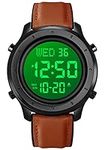 PASOY Mens Big Dial Digital Leather