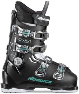 Nordica Women's Cruise 65 W Durable Adjustable Easy-Entry Soft-Shell All-Mountain Touring Ski Boots with Instep Volume Control, Black/White/Green, 25.5