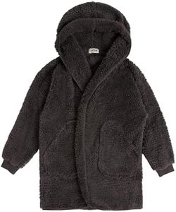 UnHide Shleepy Kids Faux Fur Robe - Lightweight, Extra Soft & Warm Wearable Blanket - Machine Washable - Charcoal Charlie