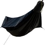 Go Outfitters Go Camping Hammock 2.0 w/ Built-in Mosquito Net: 11' Long X 64" Wide |Includes 2 Premium Aluminum Carabiners, Rapid Deployment Bag, 4 Stakes and 4 Shock Cords (Black)