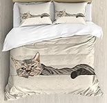 Ambesonne Cat Duvet Cover Set, Lazy