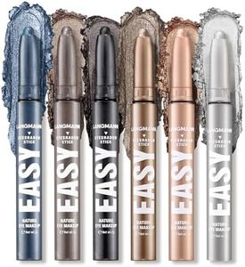 LANGMANNI Eyeshadow Stick, 6 PCS Multi-Color Eyeshadow Pen Set, Creamy Long-Lasting Eye Makeup Kit, Natural & Shimmer Shades Contour Stick, Perfect Gifts For Women (#E)