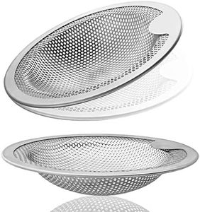 Worcas 2PCS Kitchen Sink Strainer, Mesh Metal Sink Strainer, Large Wide Rim 4" Diameter, bathroom sink drain strainer,Stainless Steel Basket Catch with Handle for Most 3-1/2 Inch Kitchen Drains