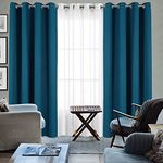 HOMEMONDE Long Door 8 Feet Curtains - Thin Sheer & Thick Blackout Curtain for Living Room, Bedroom, Balcony Set of 4 (Blue & White - 96 Inches)