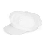 MK MATT KEELY Women Baker Boy Hat Peaked Beret with Brim Ladies Adjustable Flat Cap Solid Color White