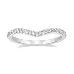 TIGRADE Silver Cubic Zirconia Eternity Band V Shape CZ Stacking Engagement Ring for Women Size 5-11 (Silver, 9)