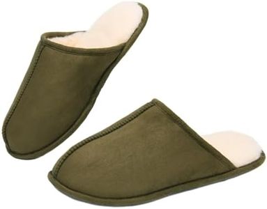 Mens-Memory-Foam-Slip-On-House-Slippers Closed Toe Scuff Indoor Home Slipper For Men Comfy Cozy Soft Non-Slip Bedroom Slippers Houseshoes, Green, 11-12